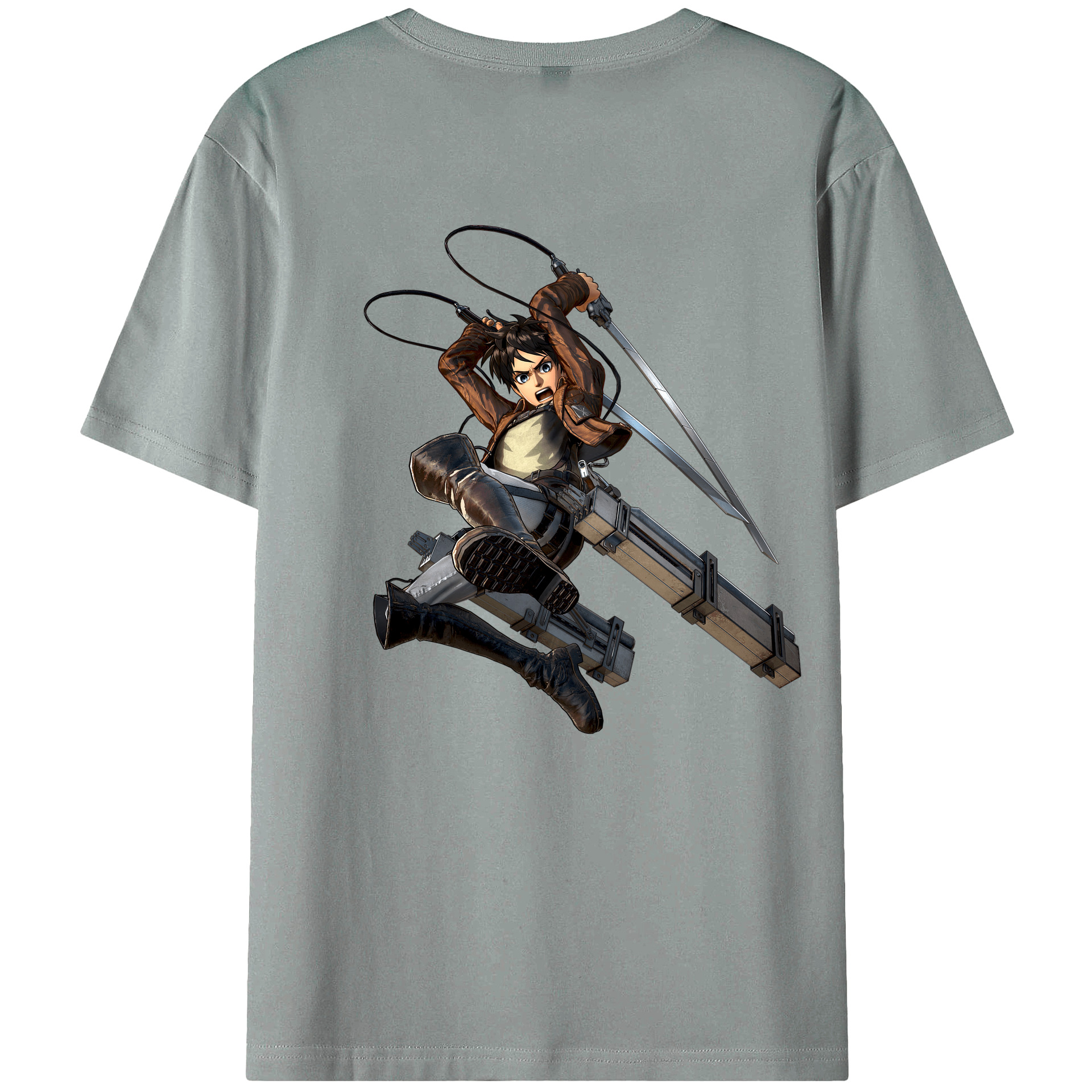 （画像用） 進撃の巨人 エレン･イェーガー Attack on Titan Eren Jäger 綿100％ メンズ半袖Tシャツ（バックプリント） 通気性